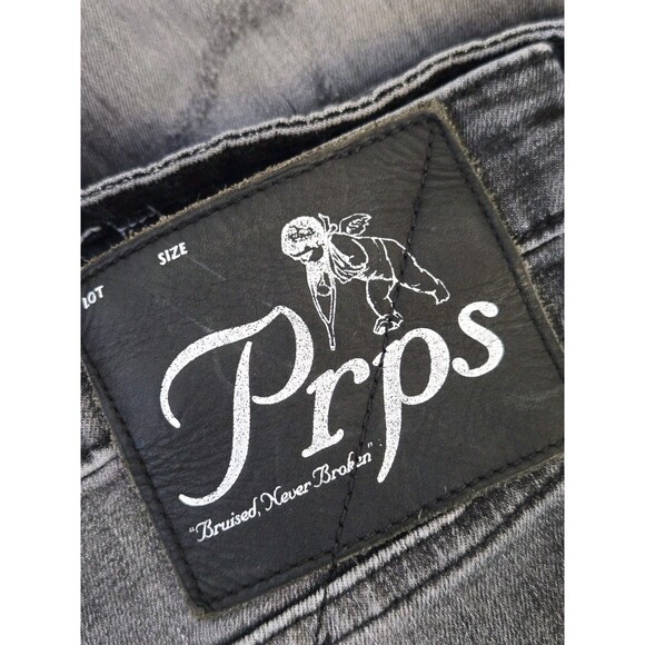 Prps Jeans Mens 33x31 Warlock Black Perigee Distressed Stretch Skinny Grungy - Picture 8 of 11